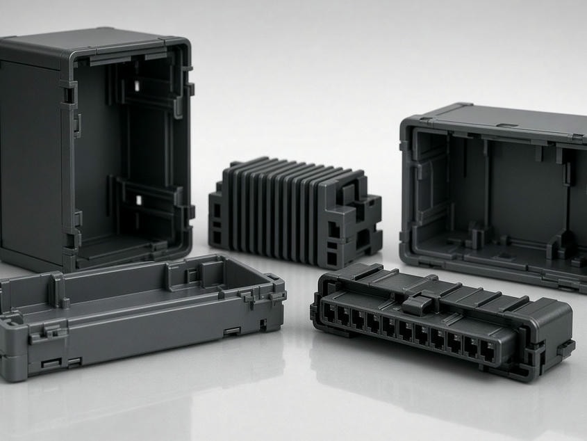 Precision molded electronic components and enclosures
