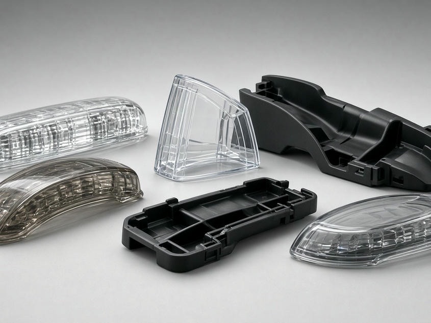 Custom lighting plastic parts and optical components